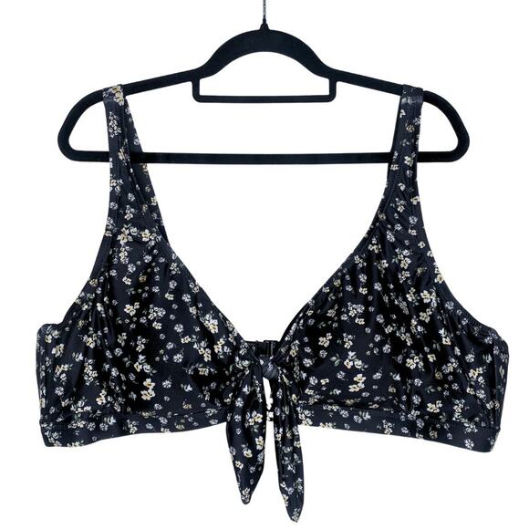 Social Angel Other - Social Angel Tie Front Bikini Top Size 3X Dark Floral Grunge Moody Romanticism